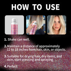 Elitles Made applied to hair roots and tips creating shimmering festival-ready hairstyle benefit