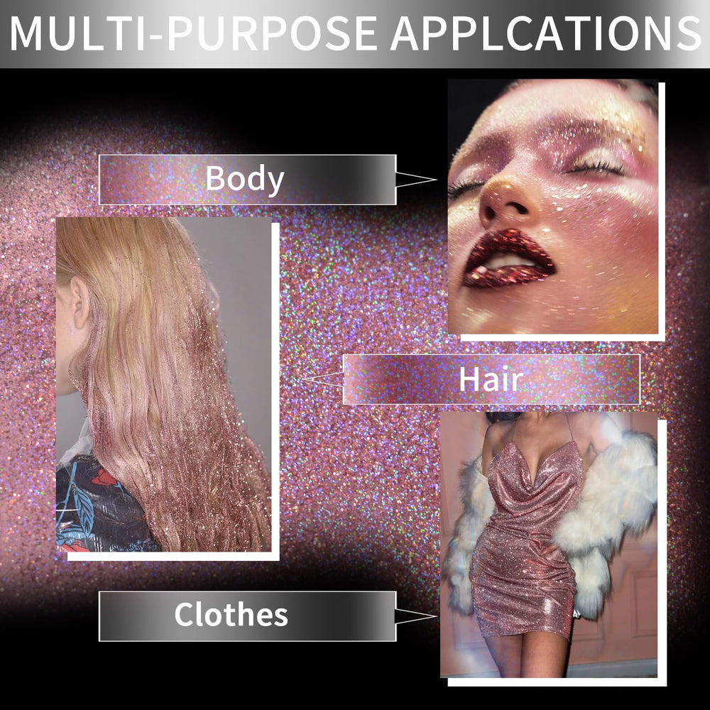 Elitles Made holographic glitter swatch on paper showing pink-silver sparkle and light-reflecting effect