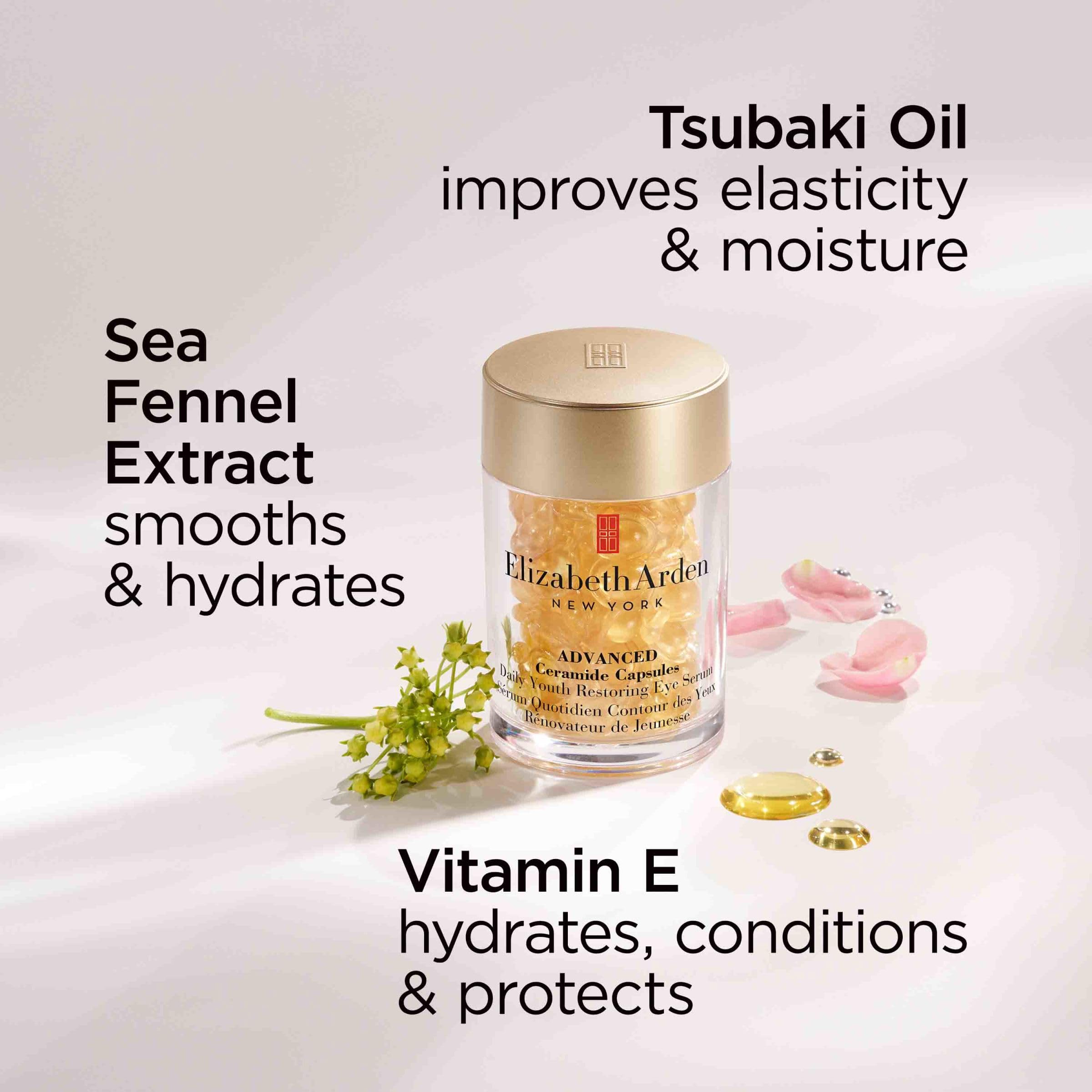 Elizabeth Arden 60-count capsules laid out to show full supply benefit