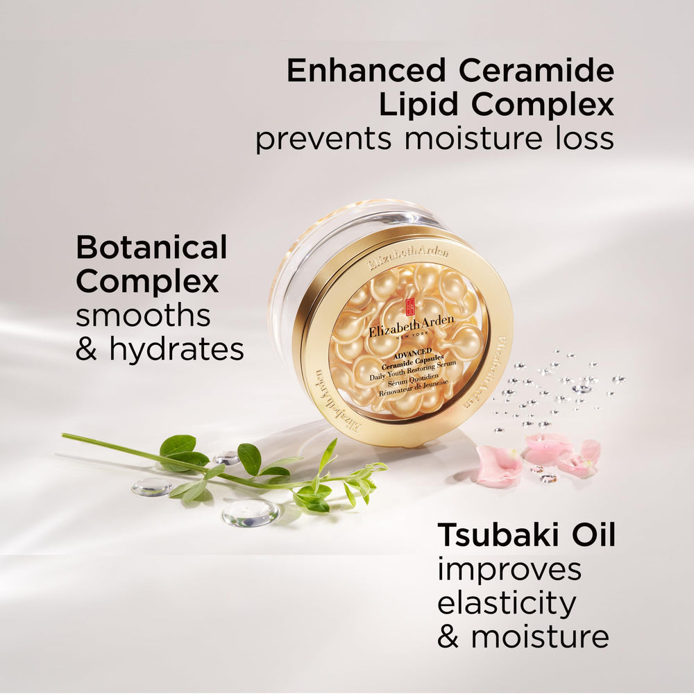 Elizabeth Arden capsule next to coin to show compact size and portability