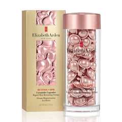 Elizabeth Arden front packaging and capsules showing measured dosing benefit