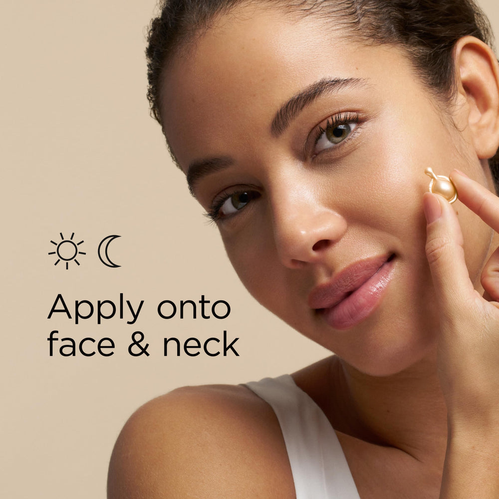 Elizabeth Arden applying serum to face and neck to boost skin barrier