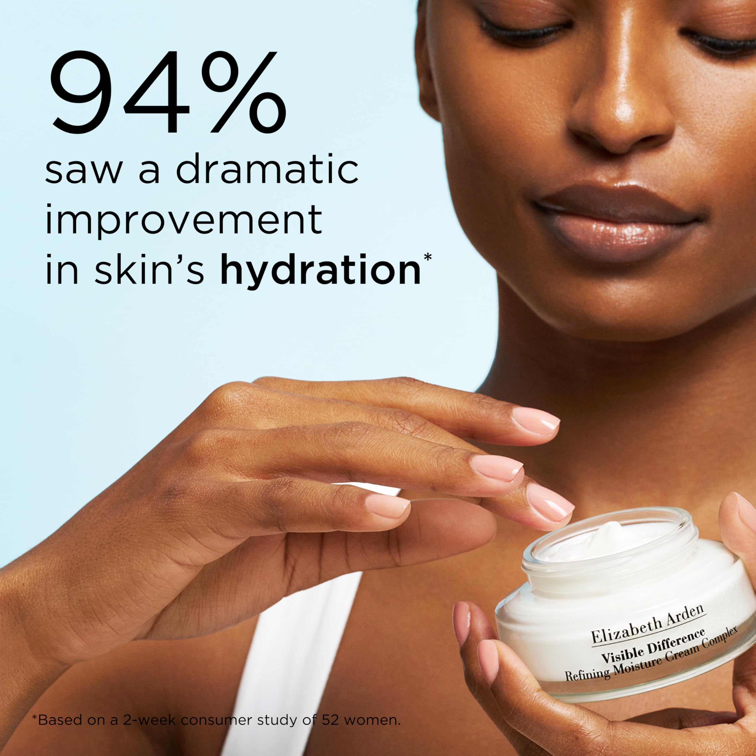 Elizabeth Arden cream in palm demonstrating easy skin application and hydration