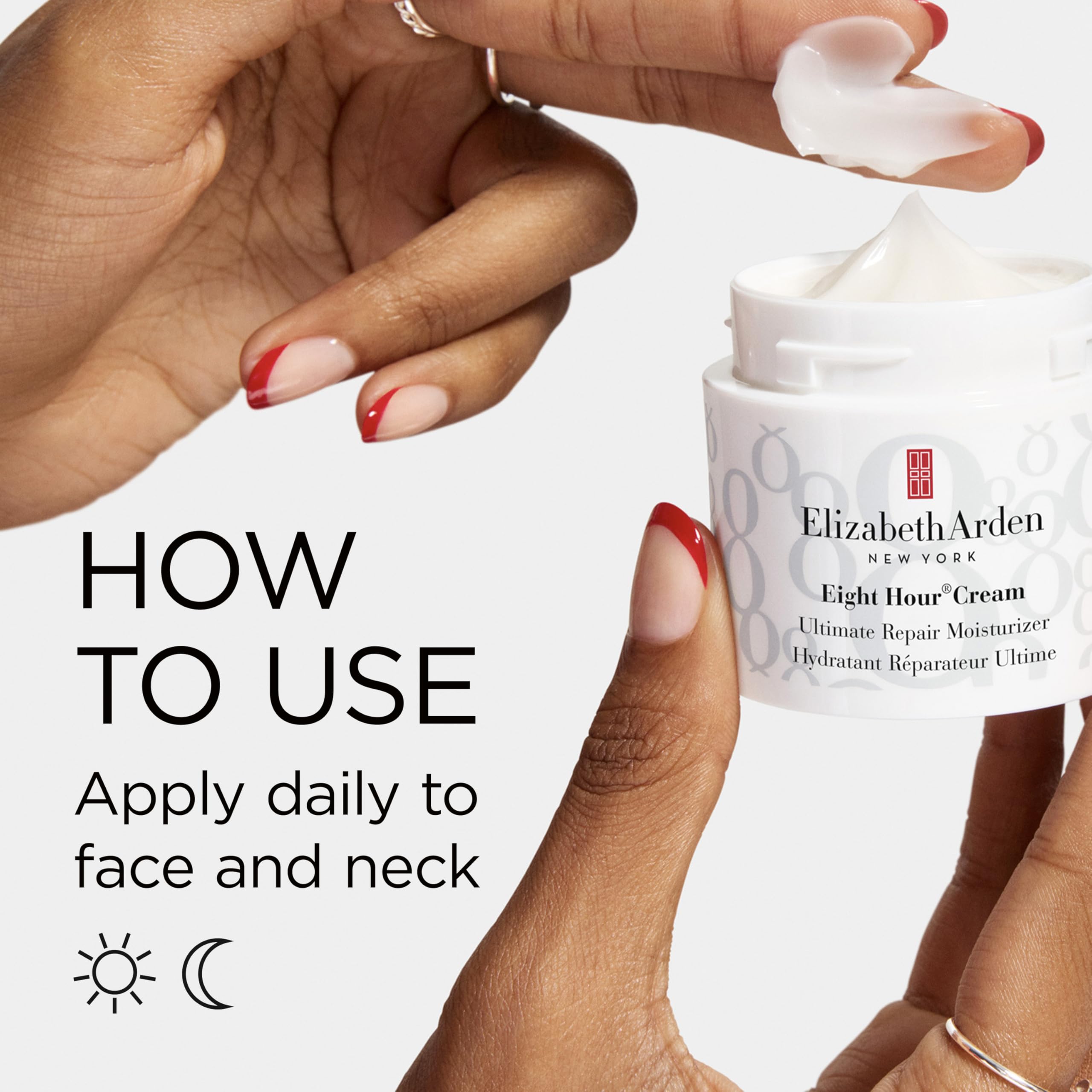 Elizabeth Arden label closeup showing ingredient and fragrance-free formulation benefit