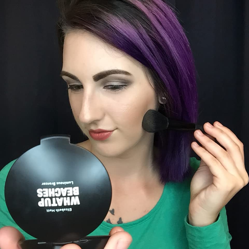 Elizabeth Mott bronzer applied on cheekbone to sculpt and warm skin tone