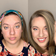 Elizabeth Mott bronzer next to a ruler showing compact 10g travel-friendly size