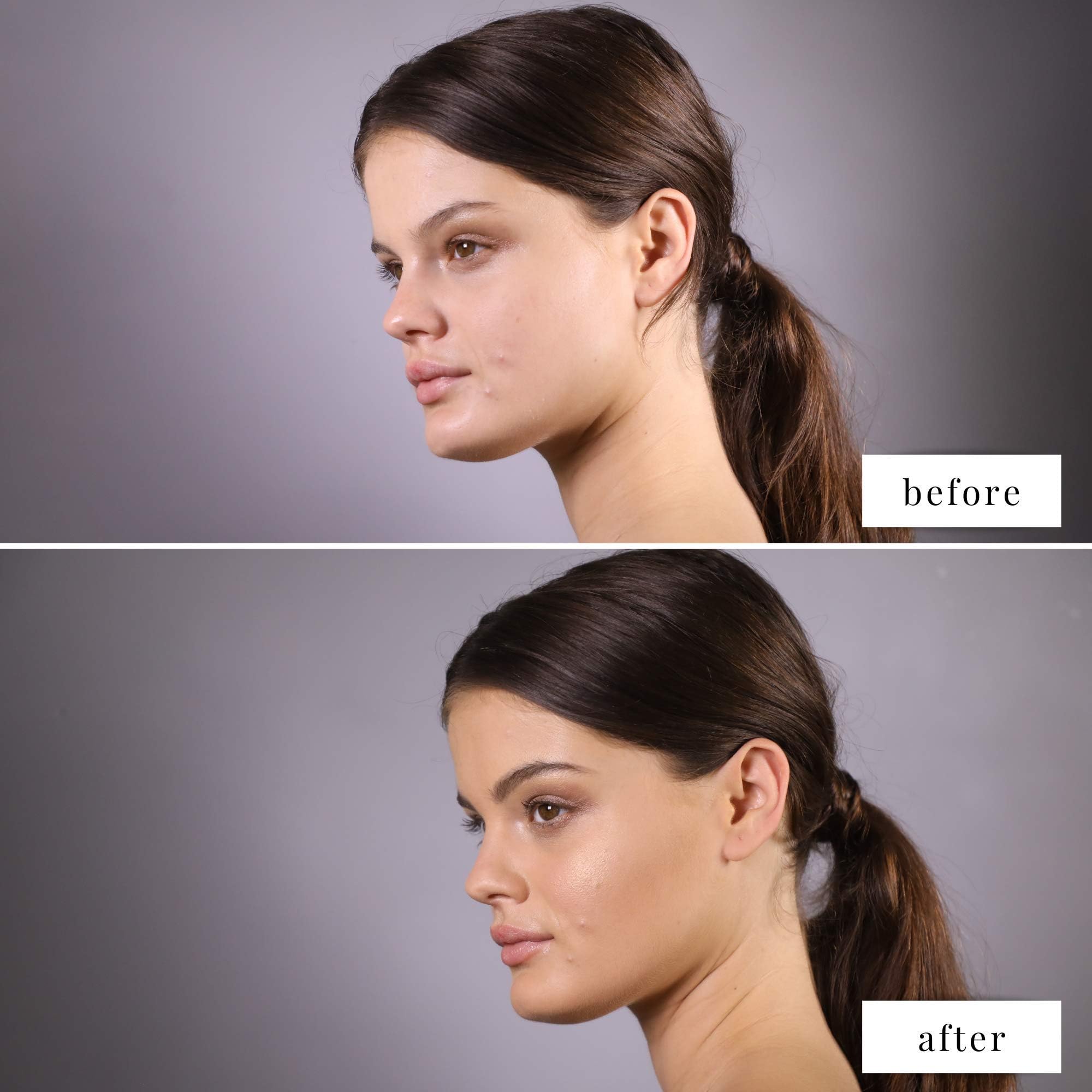 Elizabeth Mott applying highlighter to cheekbones demonstrating lifted definition