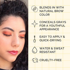 Elizabeth Mott before and after brows showing fuller, defined brows and gray coverage benefit