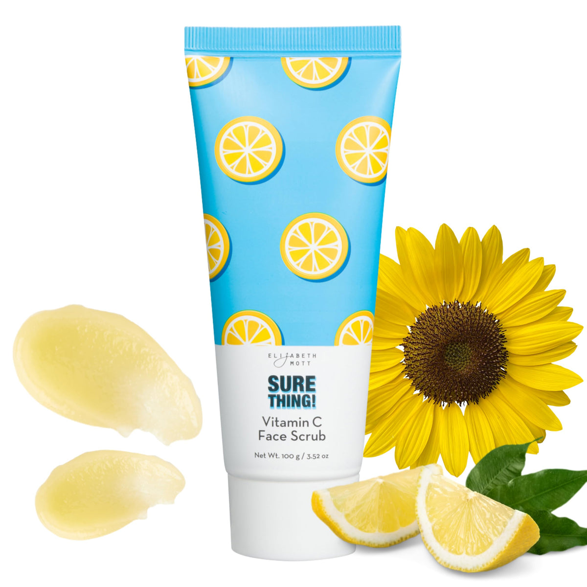 Elizabeth Mott front packaging showing product and brightening benefit