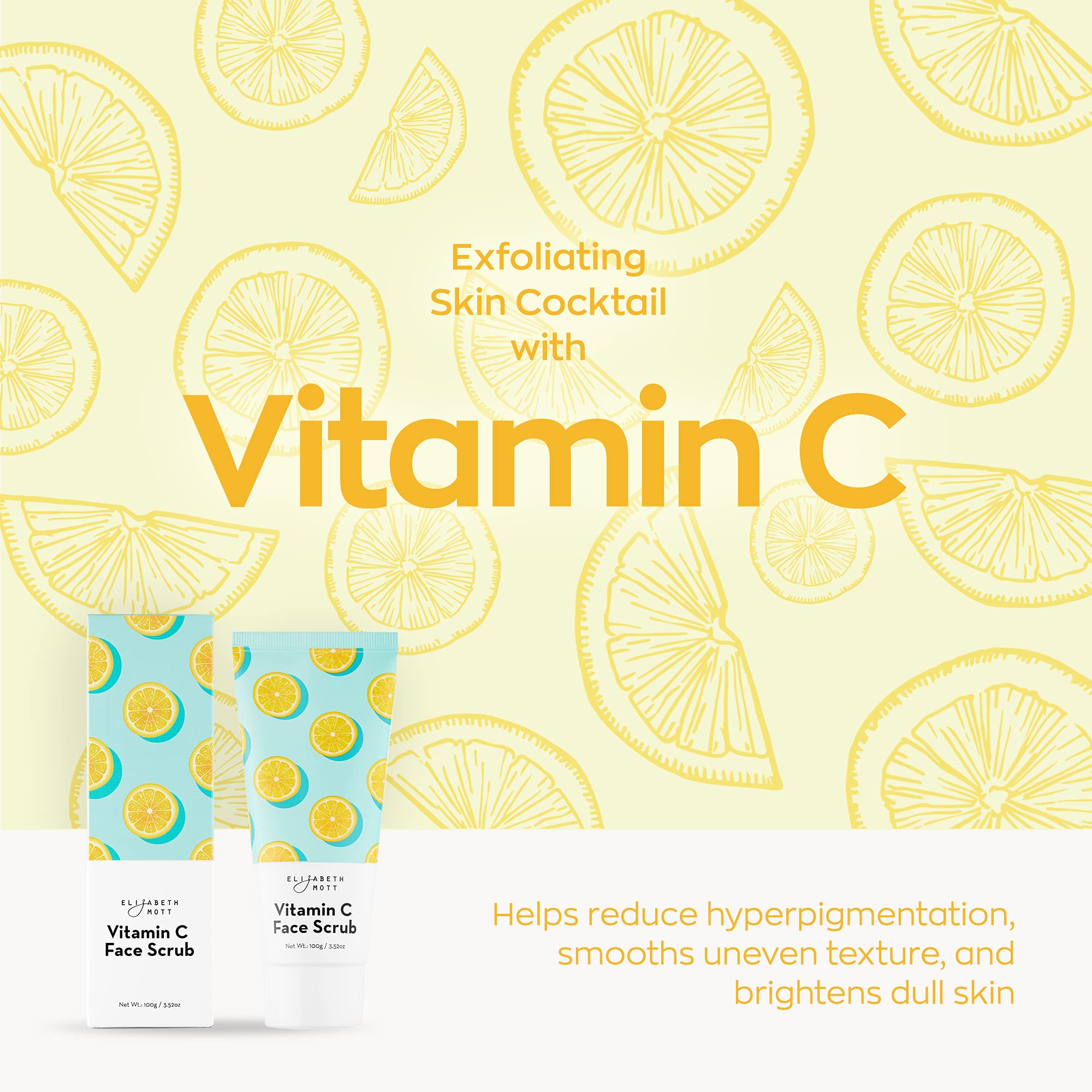 Elizabeth Mott ingredients label showcasing vitamin C and multi-vitamins