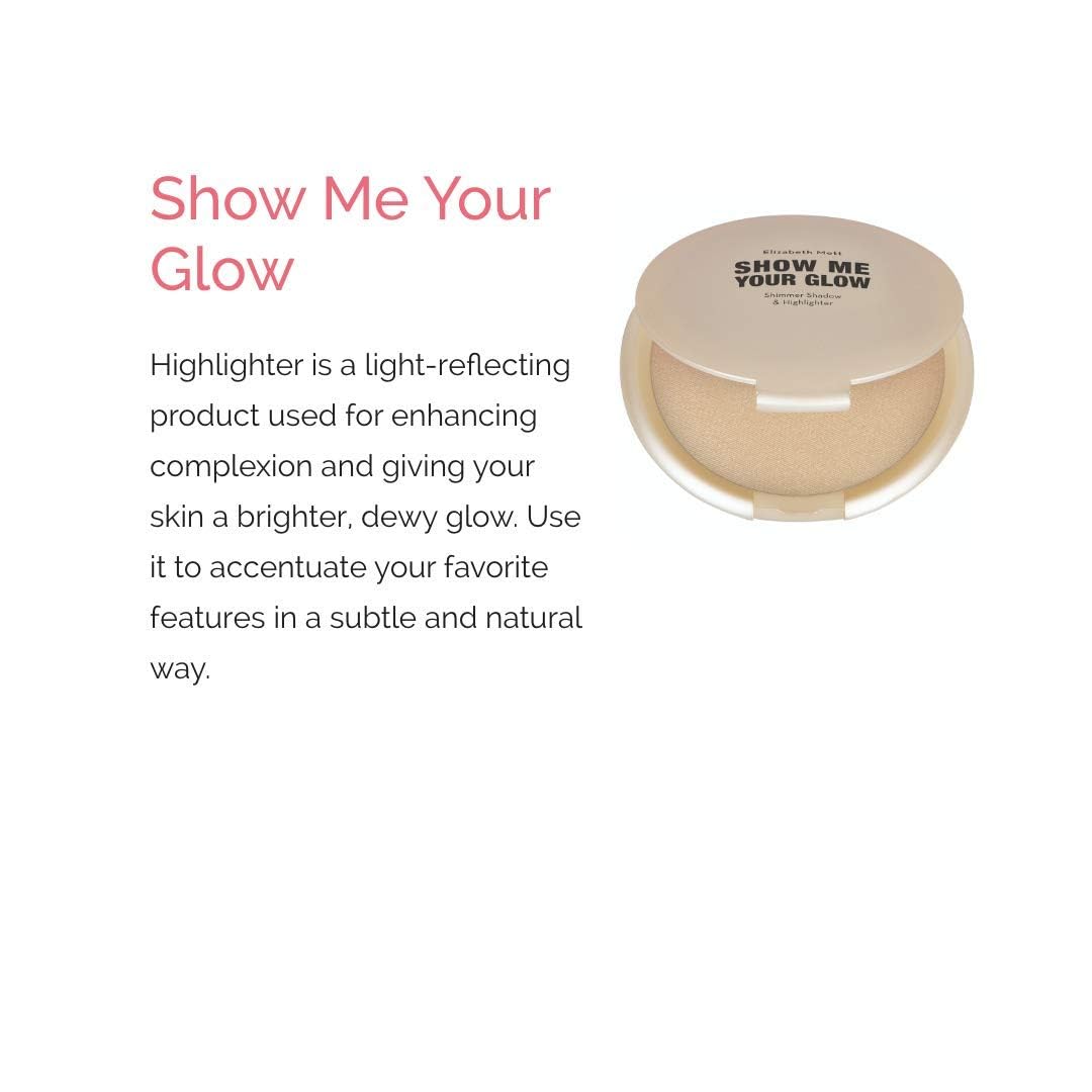 Elizabeth Mott swatch on arm showing buildable champagne glow and blending benefit