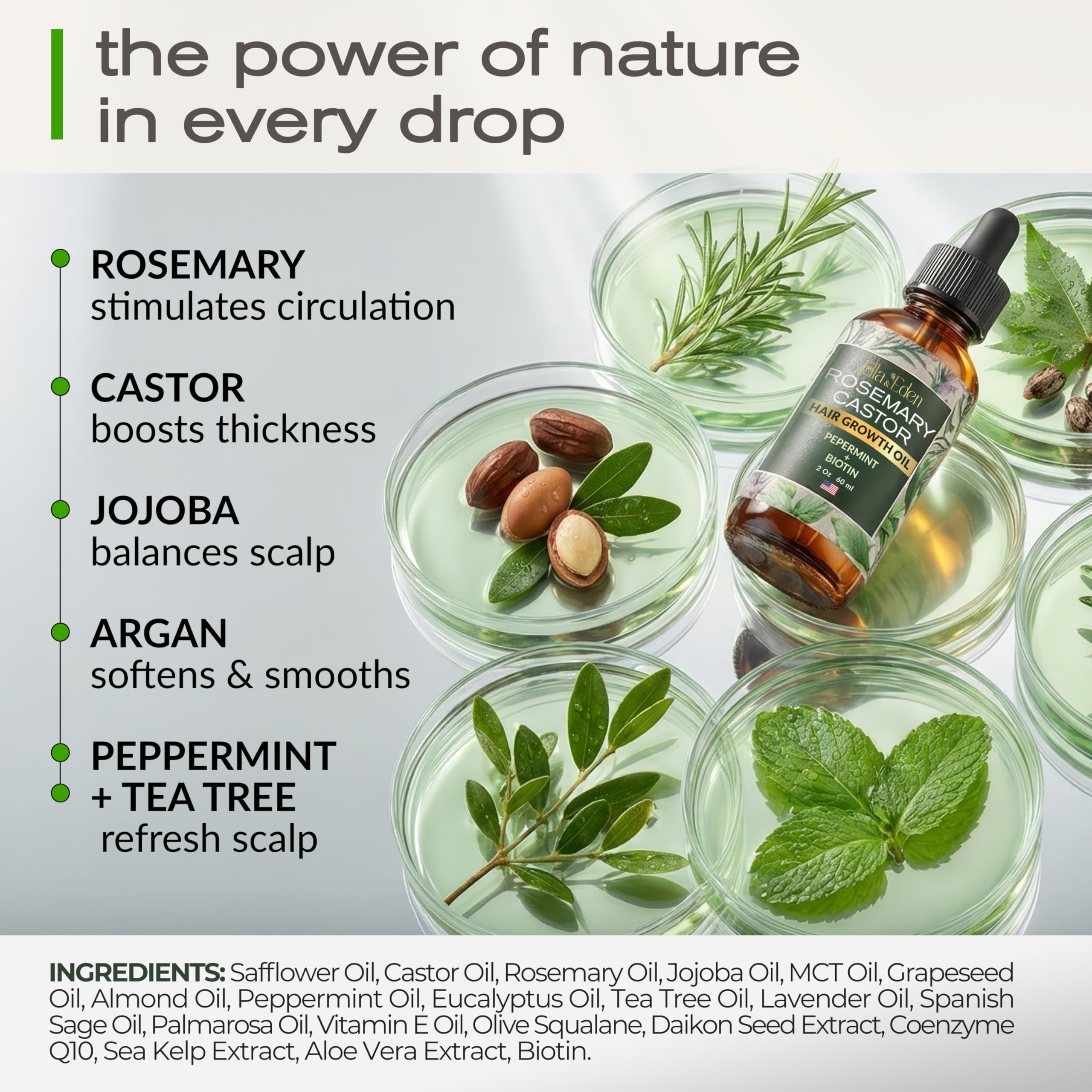 Ella & Eden label close-up showing ingredients and clean-beauty commitment