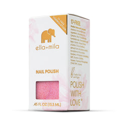 ella+mila label and partial ingredients list showing 17-free, vegan benefit