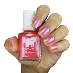 ella+mila close-up shimmer texture highlighting Aurora Lights iridescent sparkle