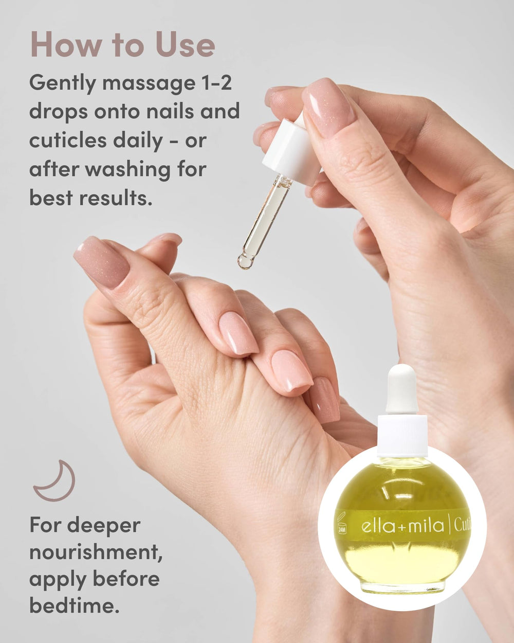 ella+mila side-by-side before and after cuticles showing smoother, hydrated nail edges
