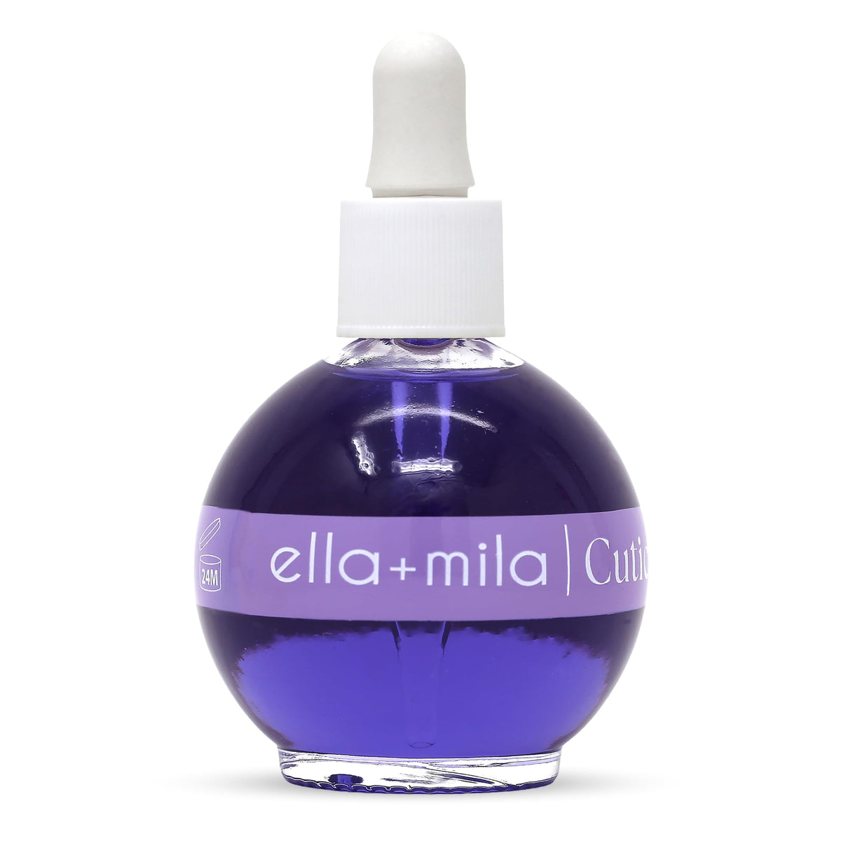 ella+mila bottle front view showing calming cuticle oil benefits