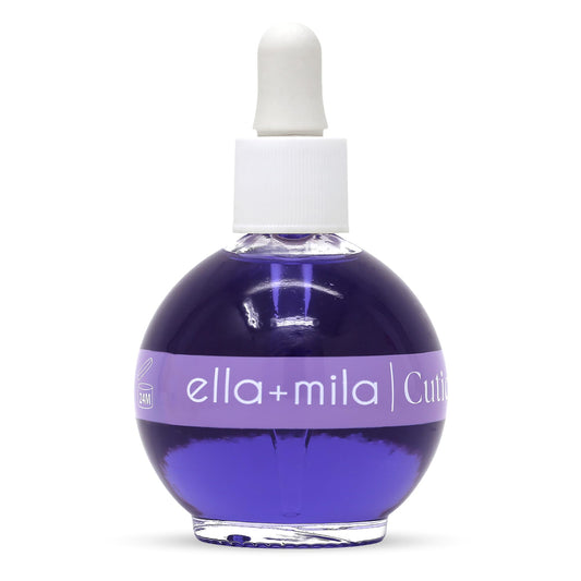ella+mila bottle front view showing calming cuticle oil benefits