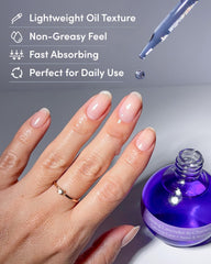ella+mila applying oil to cuticle in hand for instant hydration