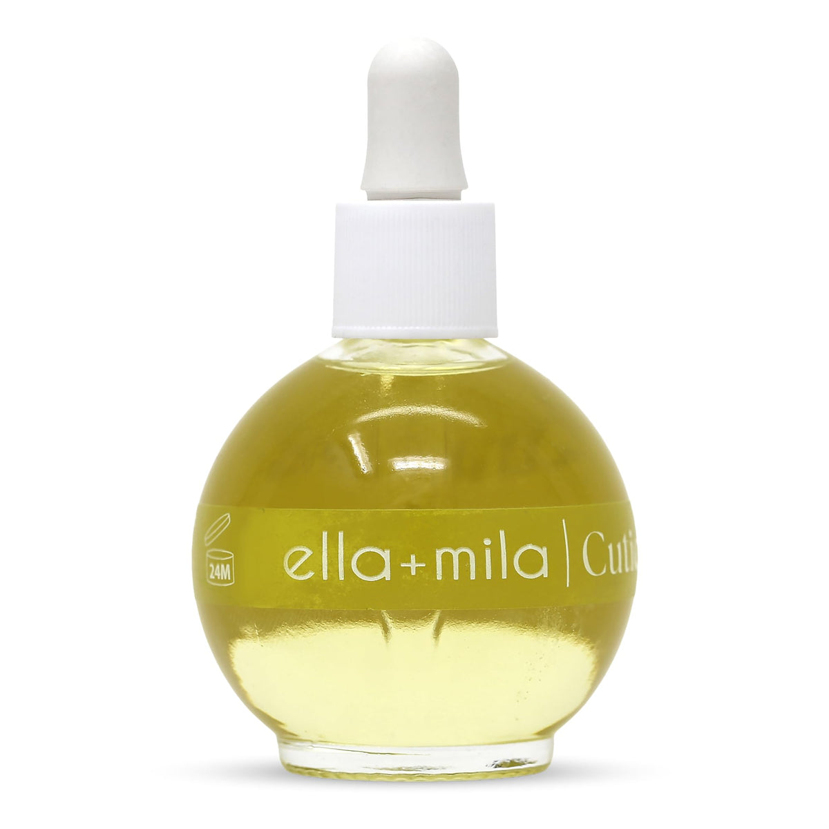 ella+mila front bottle showing fragrance-free oil and clean design benefit nourishing nails