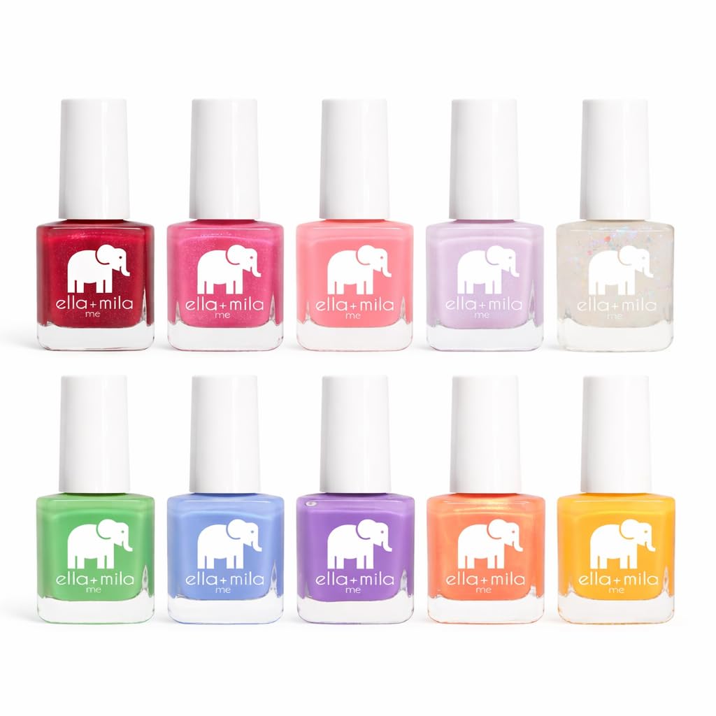 ella+mila front packaging showing ten colorful bottles and gifting appeal