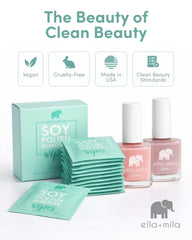 ella+mila ingredients label showing vitamins A C E and non-toxic formulation benefit