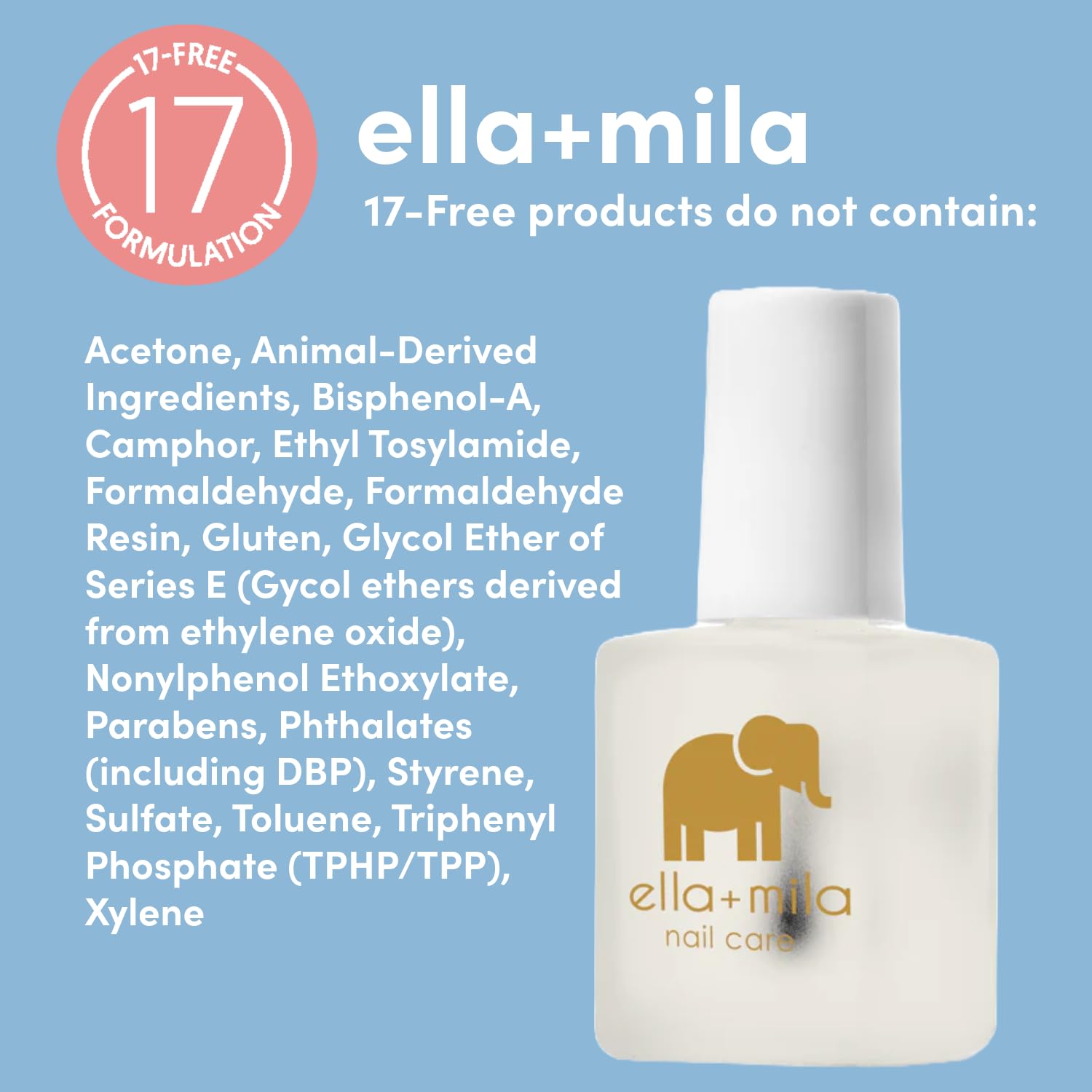 ella+mila bottle next to coin displaying compact travel size
