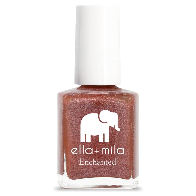 ella+mila bottle front view showing holographic red-orange color and glossy finish