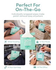 ella+mila wipe in hand removing polish illustrating easy application and mess-free use
