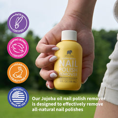 ella+mila remover on cotton pad demonstrating simple application and less rubbing