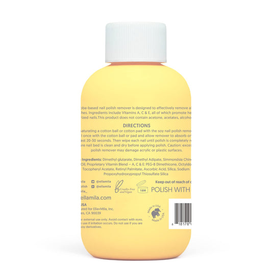 ella+mila pouring remover onto cotton pad for quick effective removal