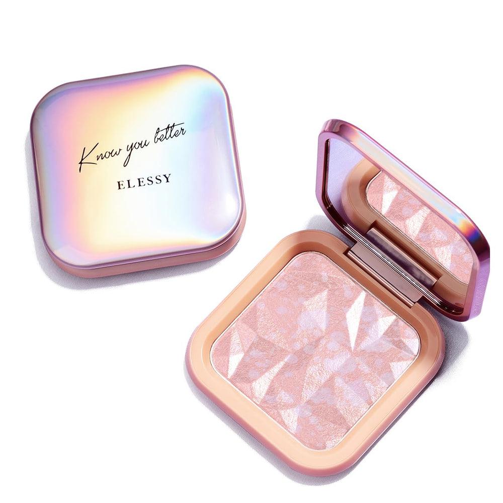 ELLESY palette front view showing four shimmer shades and compact benefit
