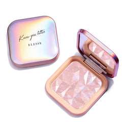 ELLESY palette front view showing four shimmer shades and compact benefit