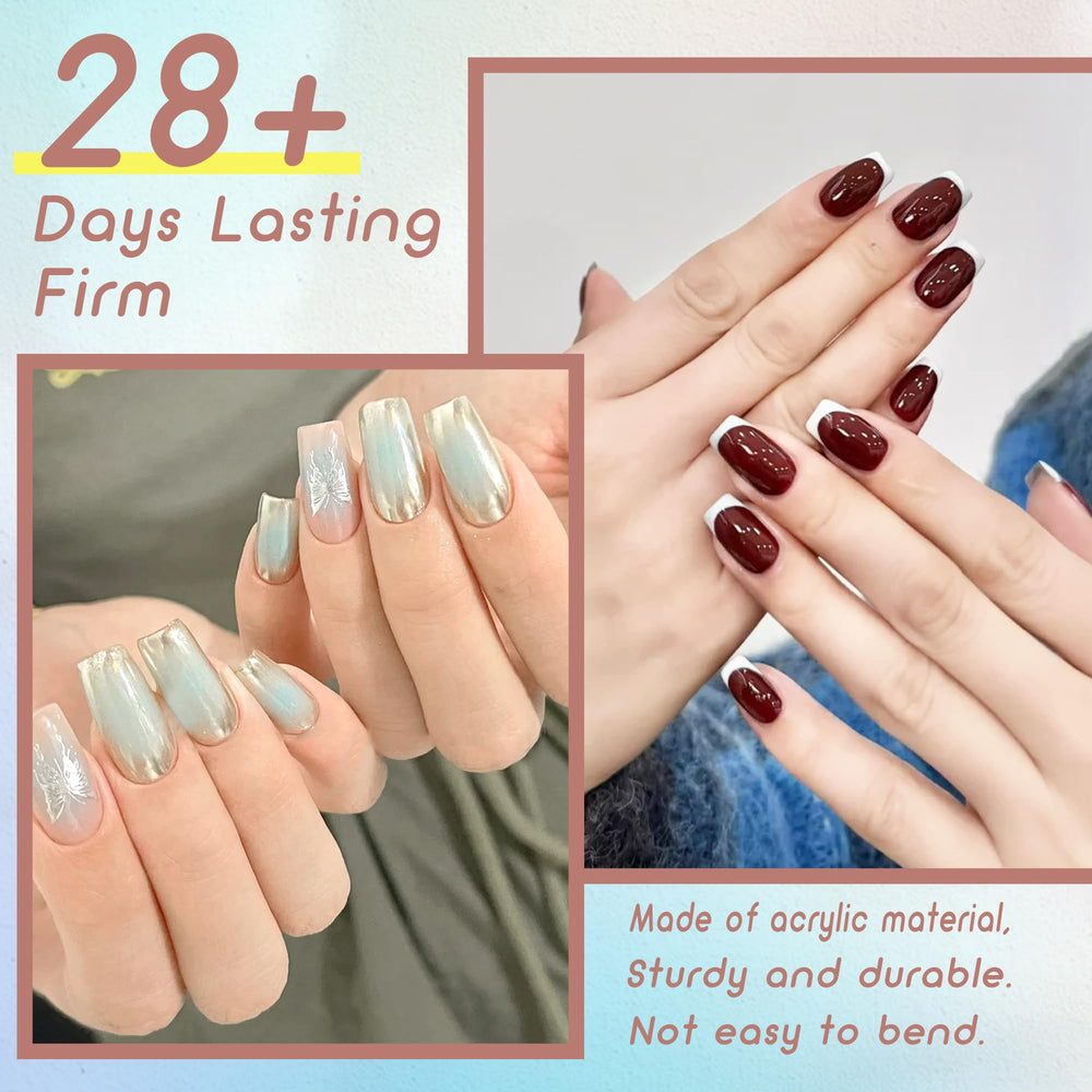 ELLEWIN close-up of almond-shaped clear tips showing smooth curve and fit