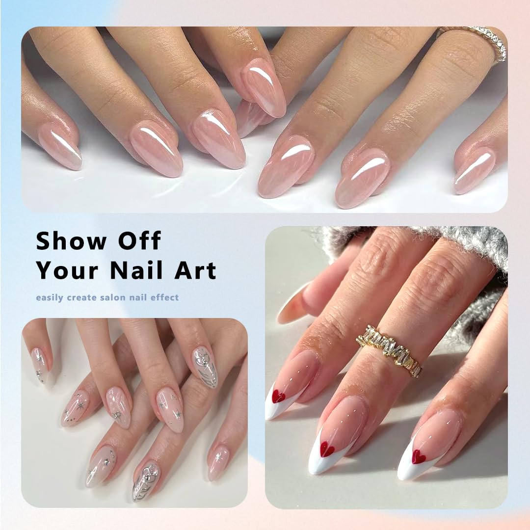 ELLEWIN demonstration of a nail tip glued in place for quick press-on use