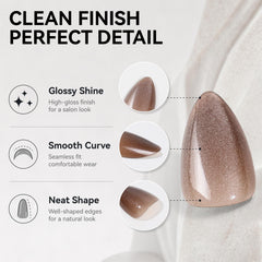 ELLEWIN assembled almond press-on nails displayed for quick application