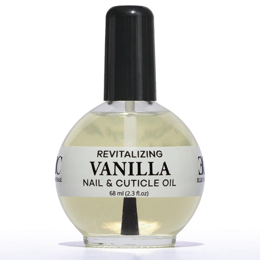 Ellie Chase front bottle showing vanilla cuticle oil and 2.3 fl oz size benefit hydration