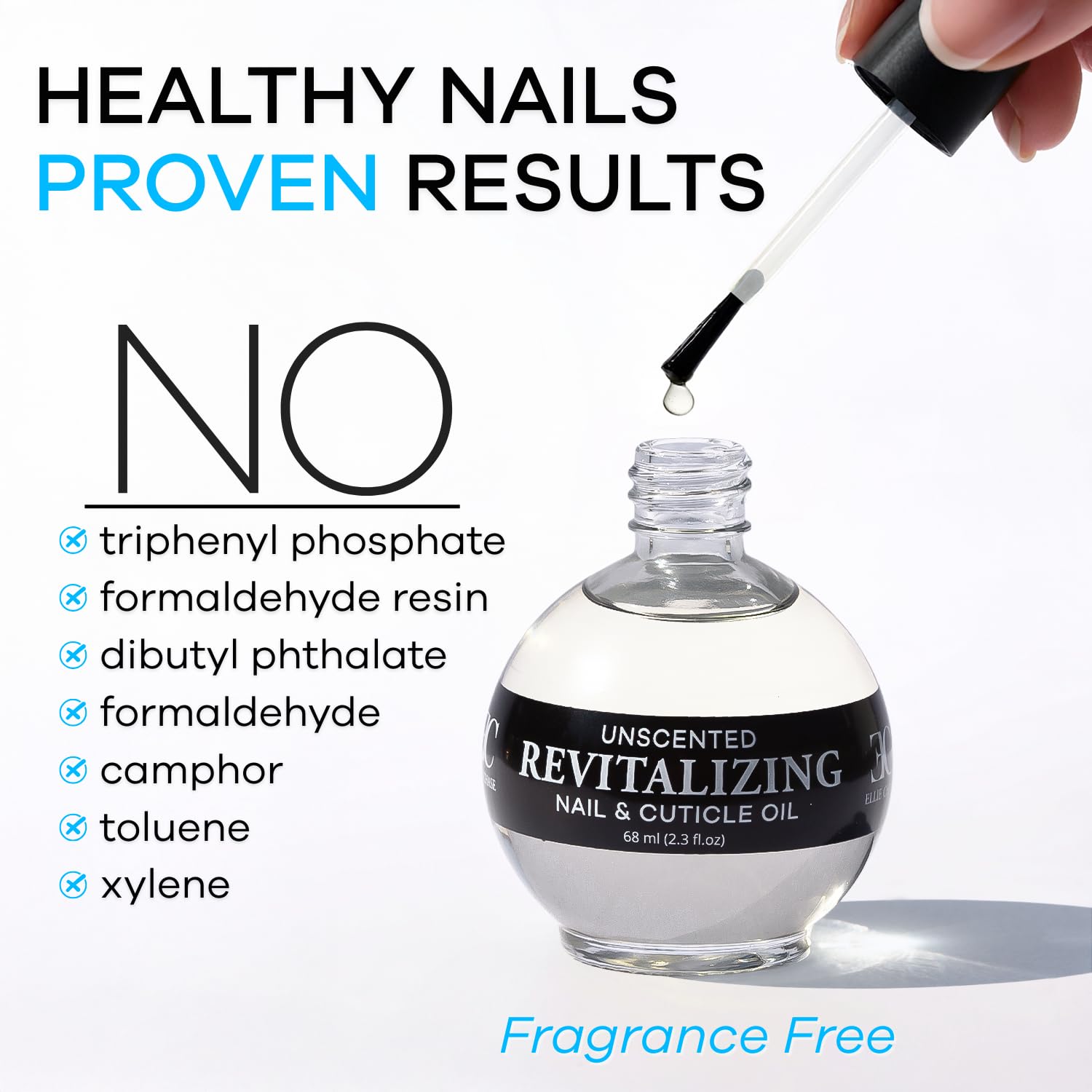 ELLIE CHASE ingredients layout with jojoba, aloe, vitamin E highlighting natural nourishment