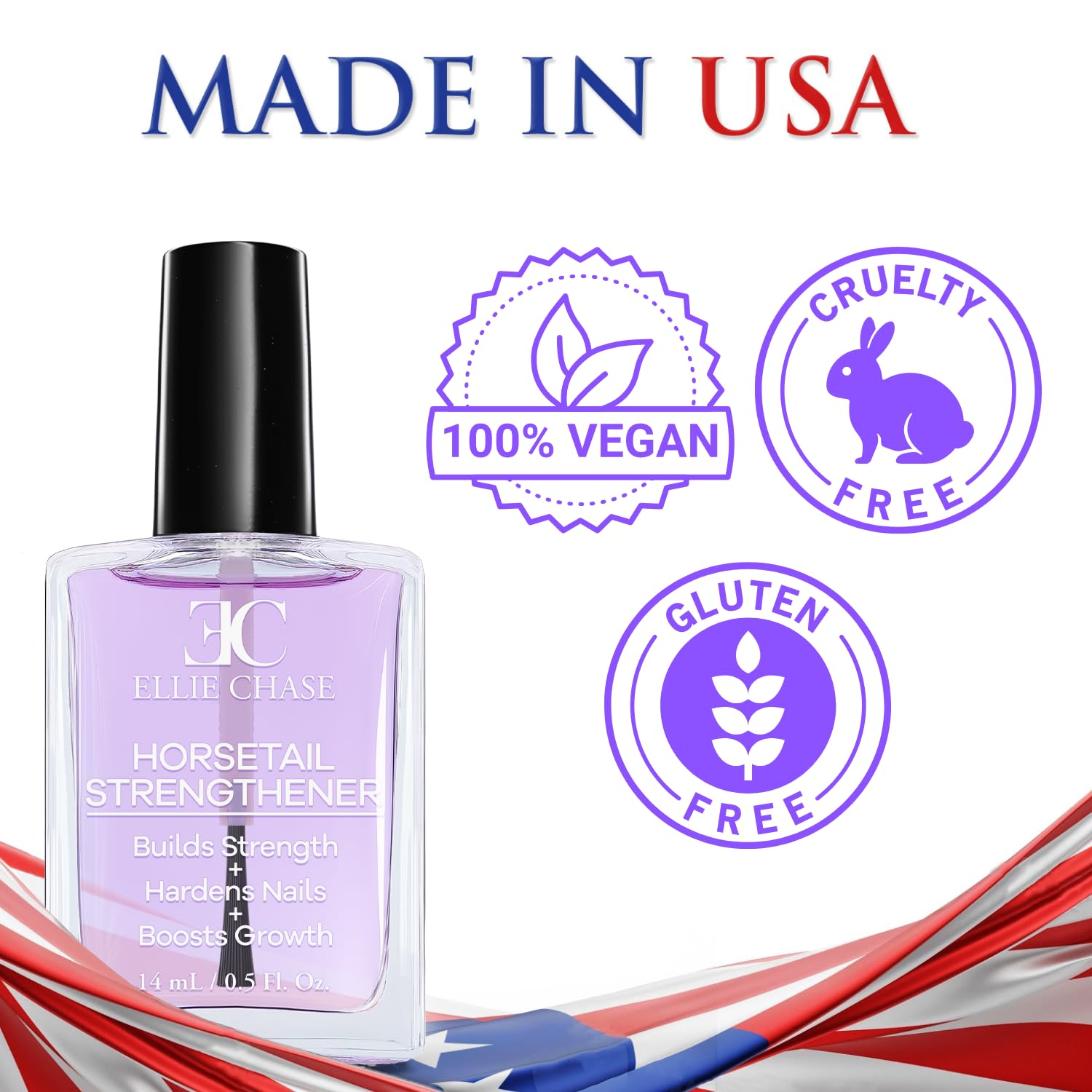 ELLIE CHASE on vanity with tools showing easy everyday nail care benefit