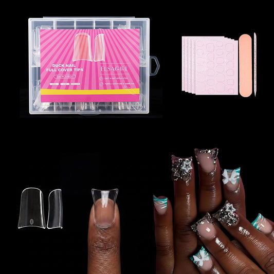 ELSAGIRL front packaging showing 240-piece duck nail tips, convenient supply
