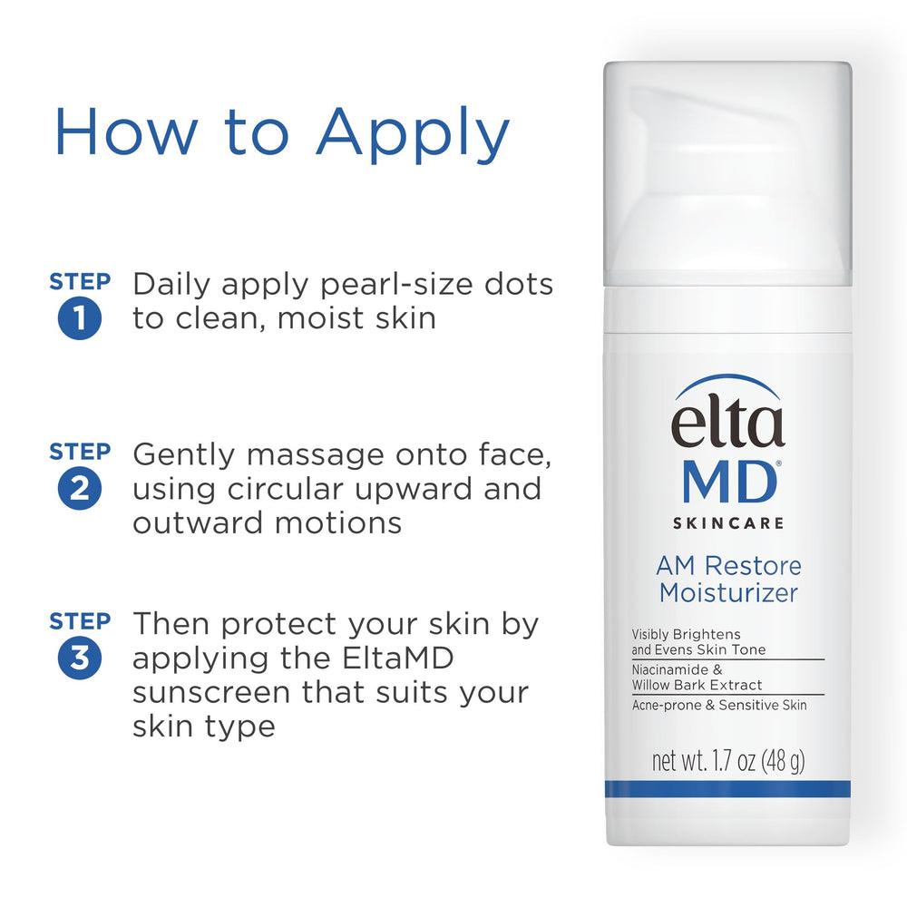 EltaMD bottle on bathroom counter representing morning skincare routine benefit