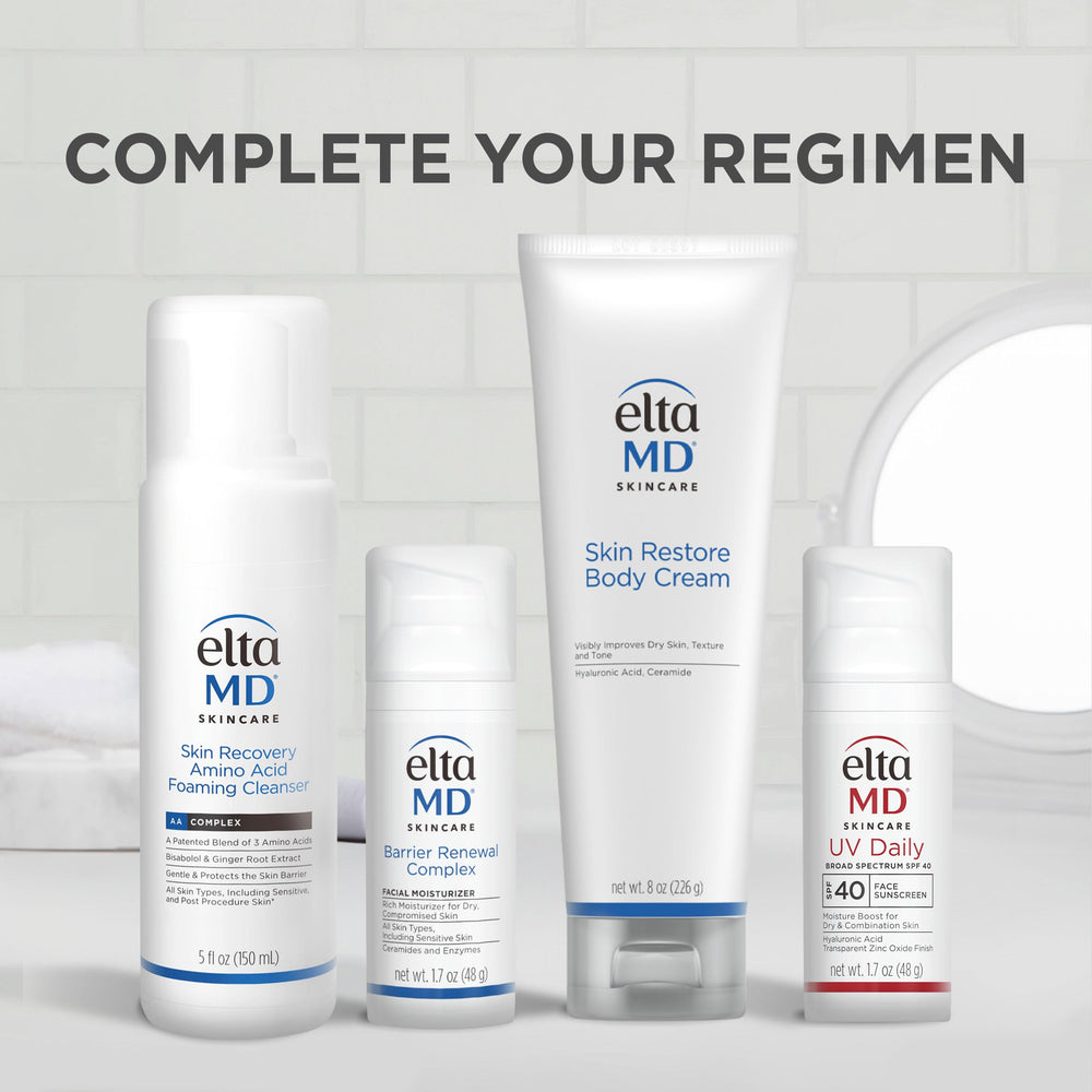 EltaMD ingredient list close-up highlighting hyaluronic acid and niacinamide