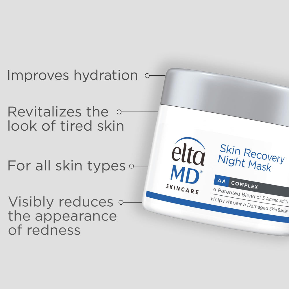 EltaMD open jar top view showing smooth cream for overnight repair