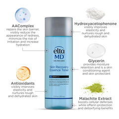 EltaMD toner on bathroom shelf in a calm routine setting promoting daily use
