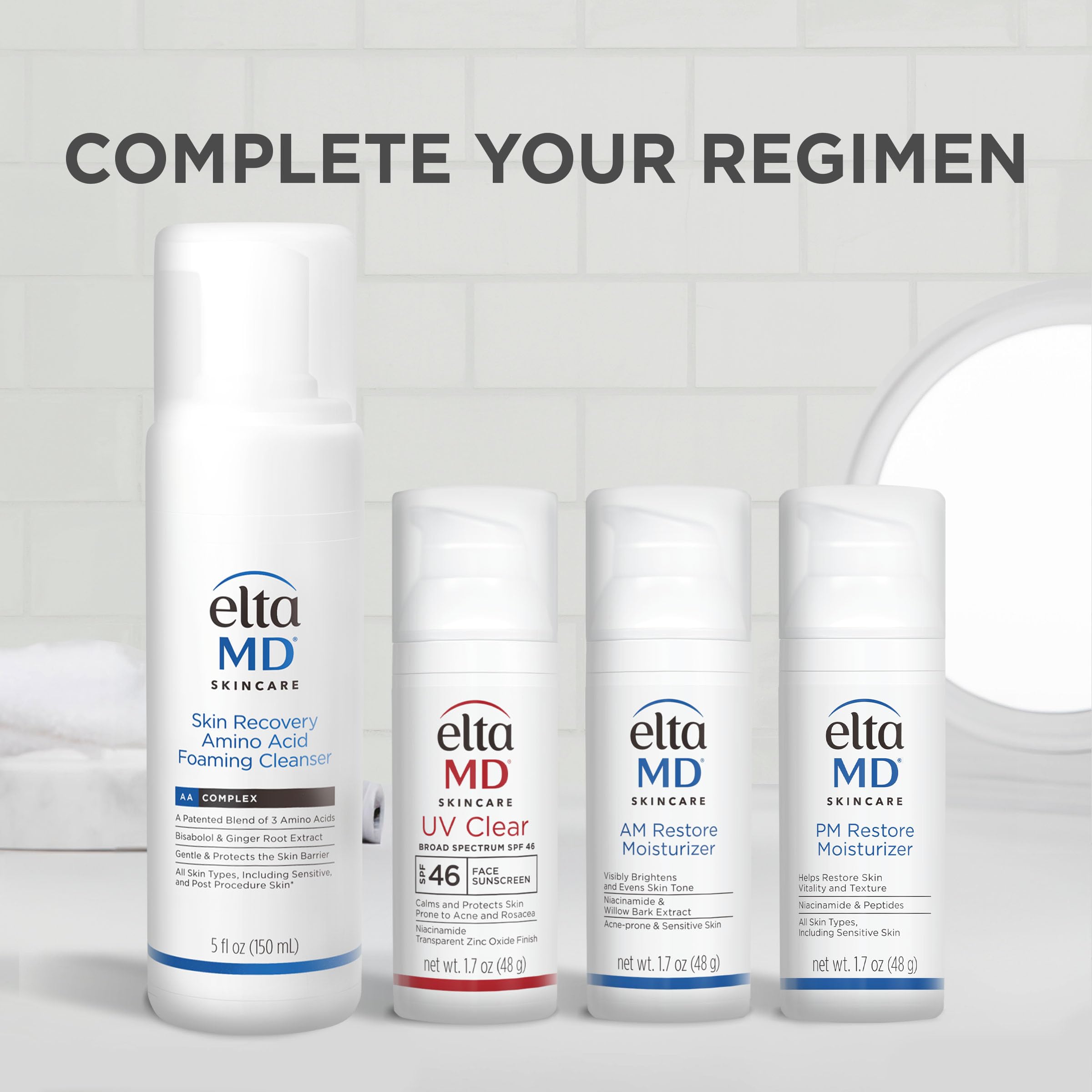 EltaMD jar on a bedside table illustrating convenient nighttime application benefit