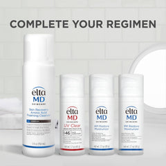 EltaMD jar on a bedside table illustrating convenient nighttime application benefit
