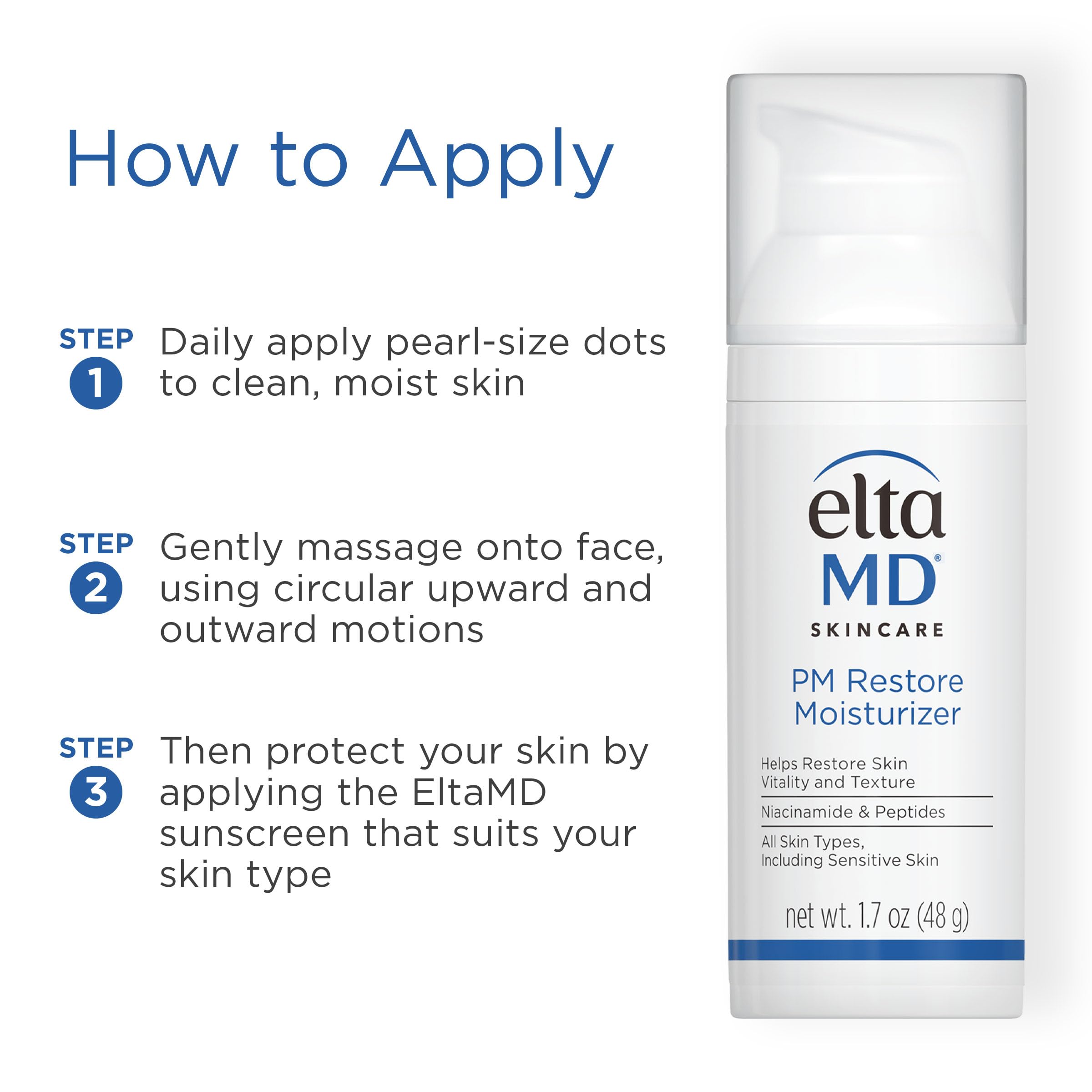 EltaMD bottle next to a ruler for 1.7 oz size comparison and travel-friendly benefit