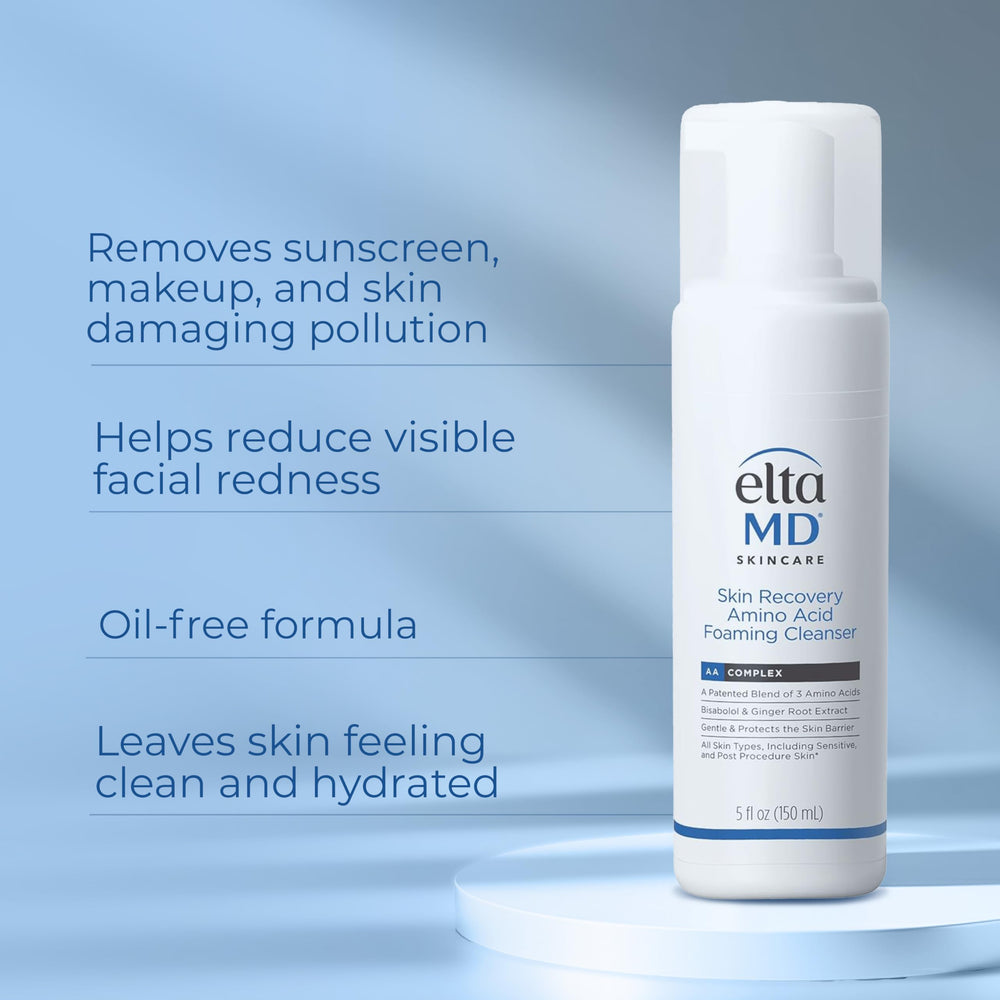 EltaMD foaming texture dispensed in hand for easy, non-irritating removal