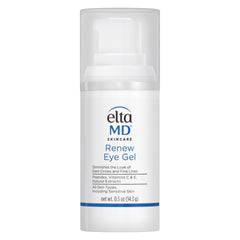 EltaMD Renew Eye Gel pump bottle front view showing sleek packaging and easy dispensing benefit