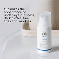 Hand holding EltaMD Renew Eye Gel showing 0.5 oz scale for travel-friendly benefit