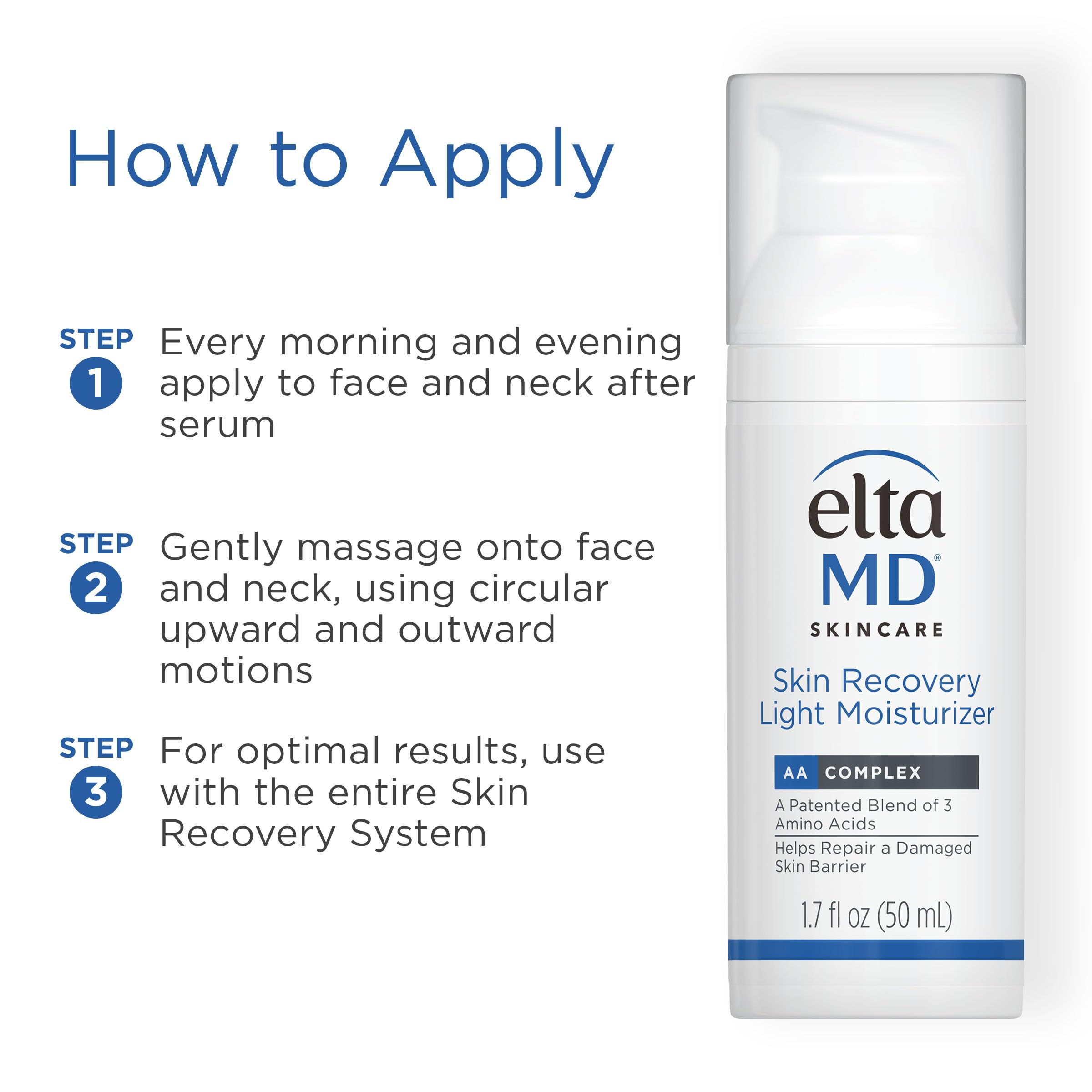 Back label of EltaMD moisturizer showing ingredient list and usage instructions benefit